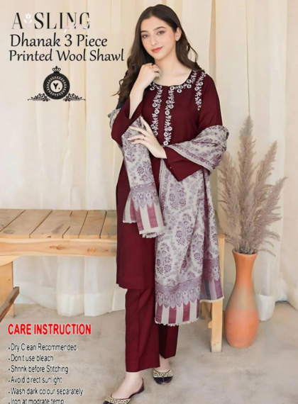 ASLING AS-269 STRUCTURED 3PC UNSTITCHED DHANAK EMB SUIT