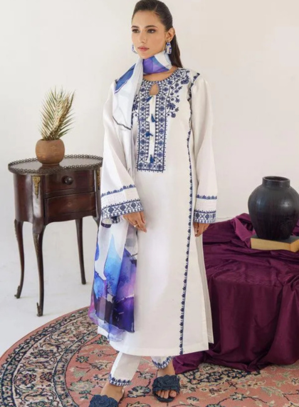 URGE UR-347 CONTEMPORARY-FORM 3PC UNSTITCHED EMB SUIT