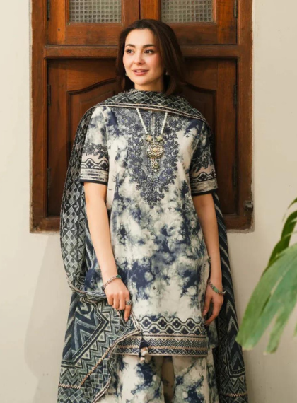 BAROQUE BQ-468 ORNAMENTED-EDGE 3PC UNSTITCHED EMB SUIT