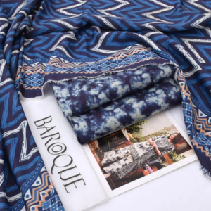 BAROQUE BQ-468 ORNAMENTED-EDGE 3PC UNSTITCHED EMB SUIT