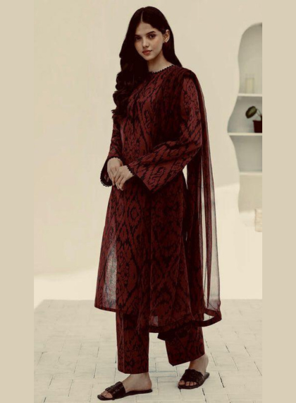 3 PCS WOMENS UNSTITCHED PRINTED SUIT .