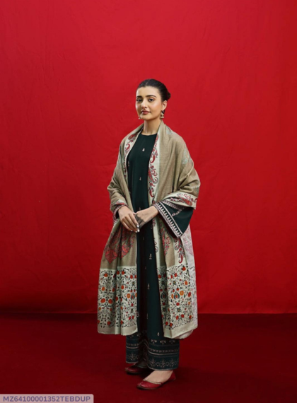 3 PCS WOMENS UNSTITCHED EMBROIDERED SUIT .