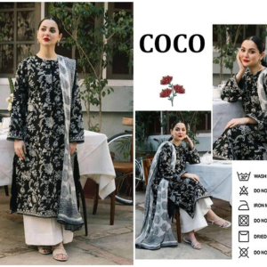 3 PCS WOMENS UNSTITCHED EMBROIDERED SUIT .