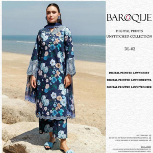 3 PCS WOMENS UNSTITCHED EMBROIDERED SUIT .