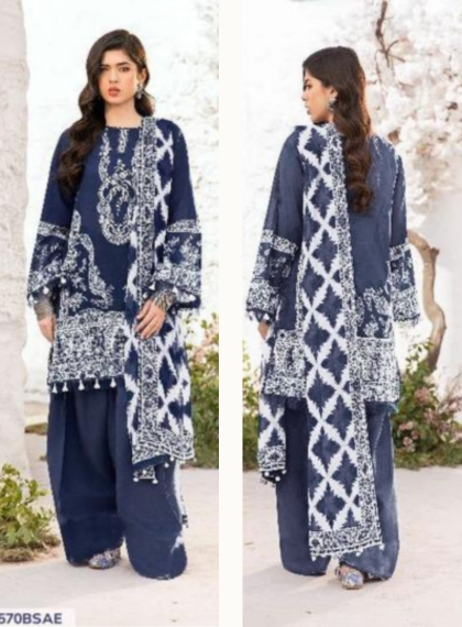 3 PCS WOMENS UNSTITCHED EMBROIDERED SUIT .