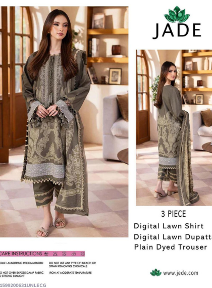 3 PCS WOMENS UNSTITCHD EMBROIDERED SUIT .