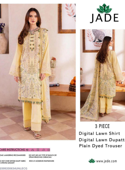 3  PCS WOMENS UNSTITCHED EMBROIDERED SUIT .