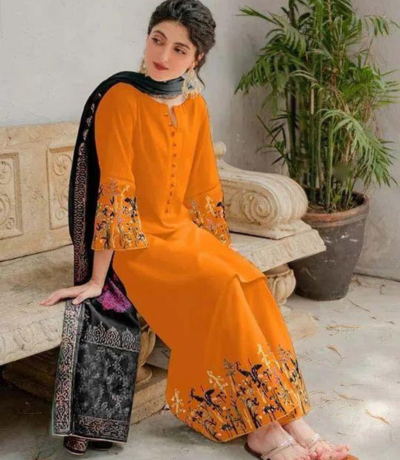 3 PCS WOMENS UNSTITCHED EMBROIDERED SUIT