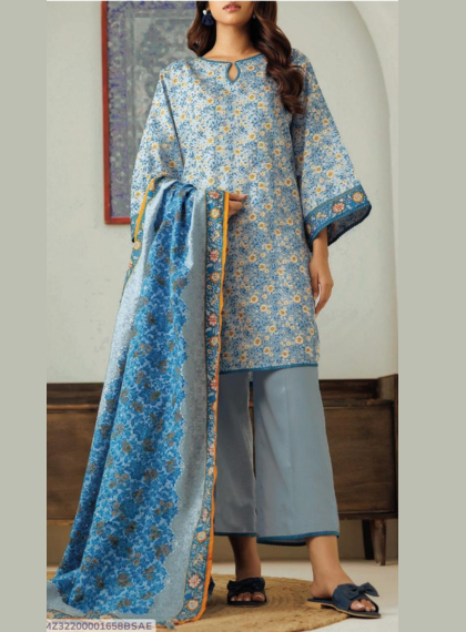 3 PCS WOMENS UNSTITCHED PRINTED SUIT .
