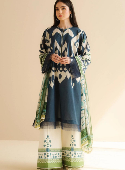3 PCS WOMENS UNSTITCHED PRINTED SUIT .